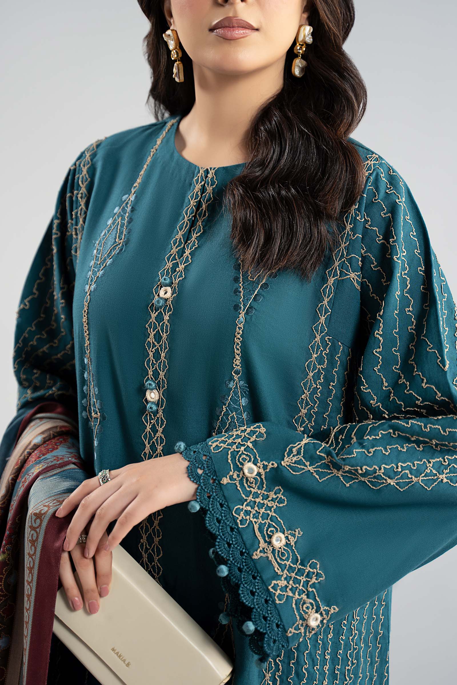 Maria B | Luxury Winter Pret 25 | DW-W25-51-Blue - Official Maria B stockist in UK - Sakeena London