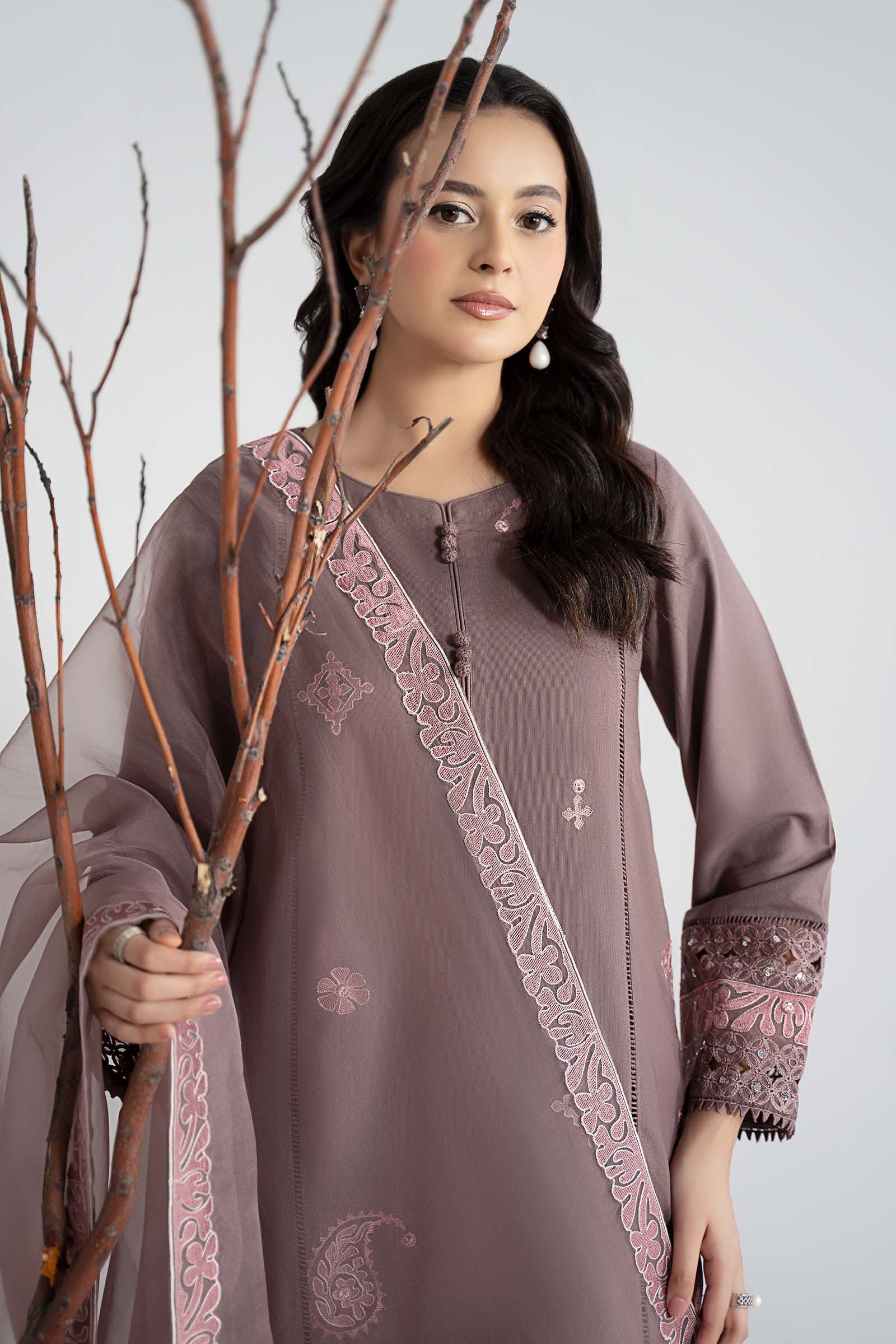 Maria B | Luxury Winter Pret 25 | DW-W25-54-Peachy Pink - Official Maria B stockist in UK - Sakeena London