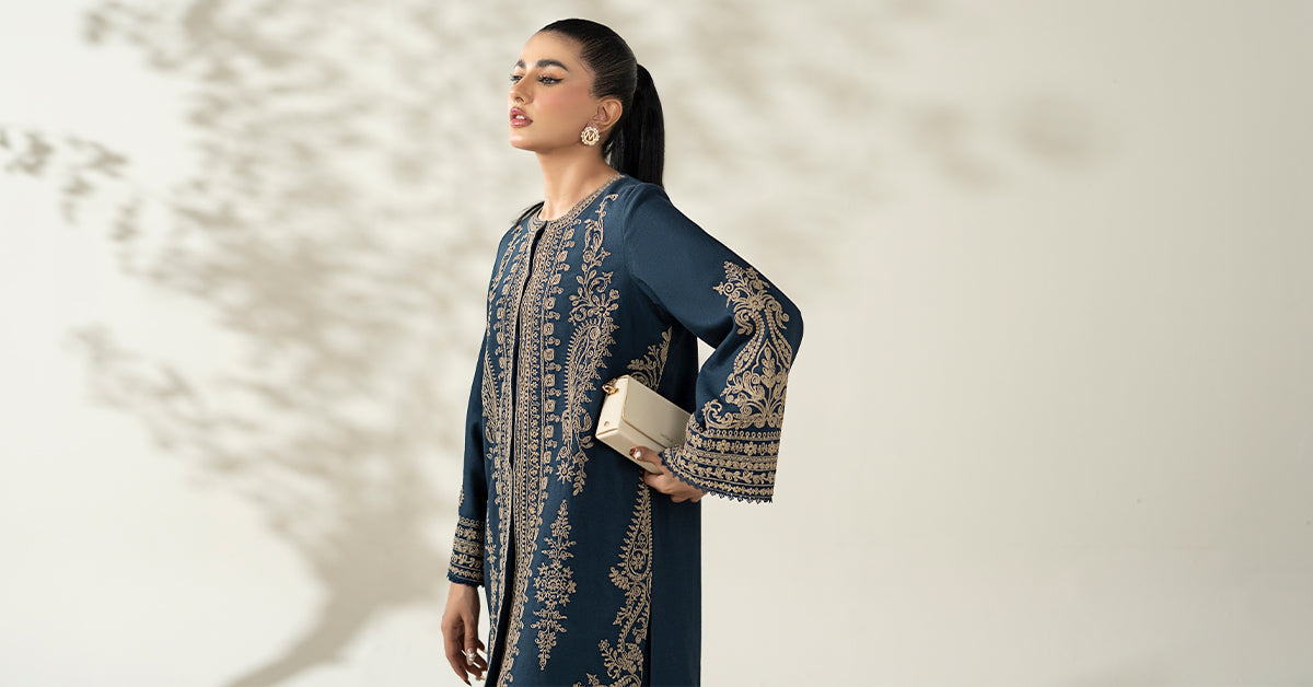 Maria B | Luxury Winter Pret 25 | DW-W25-58-Blue - Official Maria B stockist in UK - Sakeena London