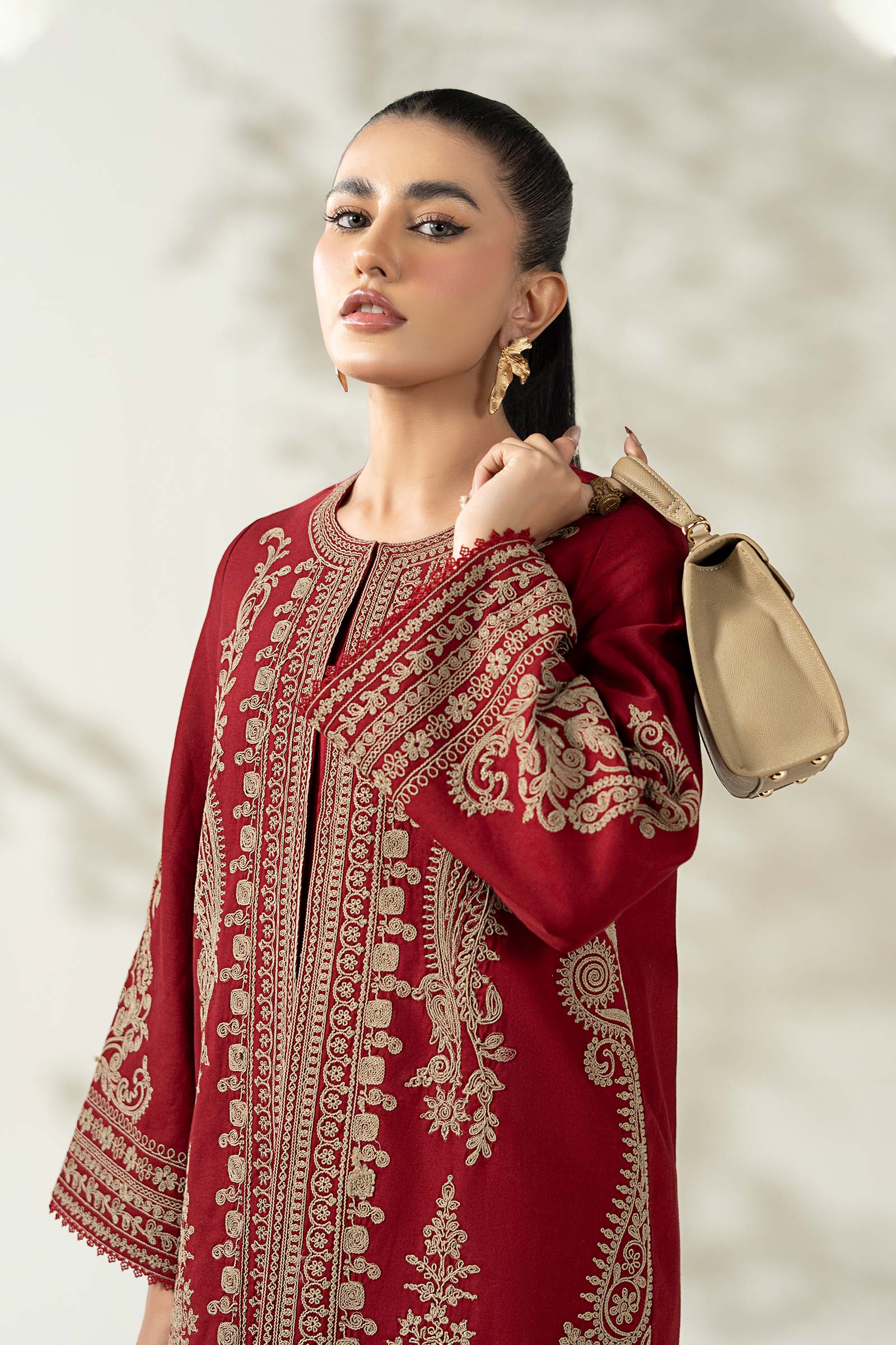 Maria B | Pre Fall Dresses | 3 Piece Embroidered Khaddar Suit ZB - Official Maria B stockist in UK - Sakeena London
