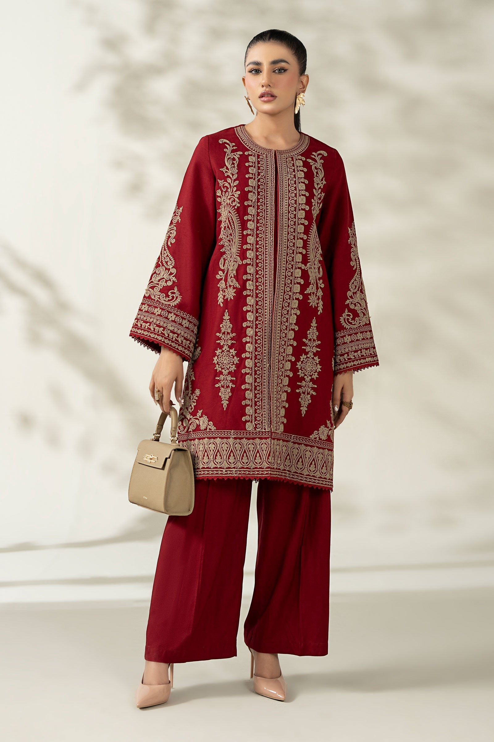 Maria B | Pre Fall Dresses | 3 Piece Embroidered Khaddar Suit ZB - Official Maria B stockist in UK - Sakeena London