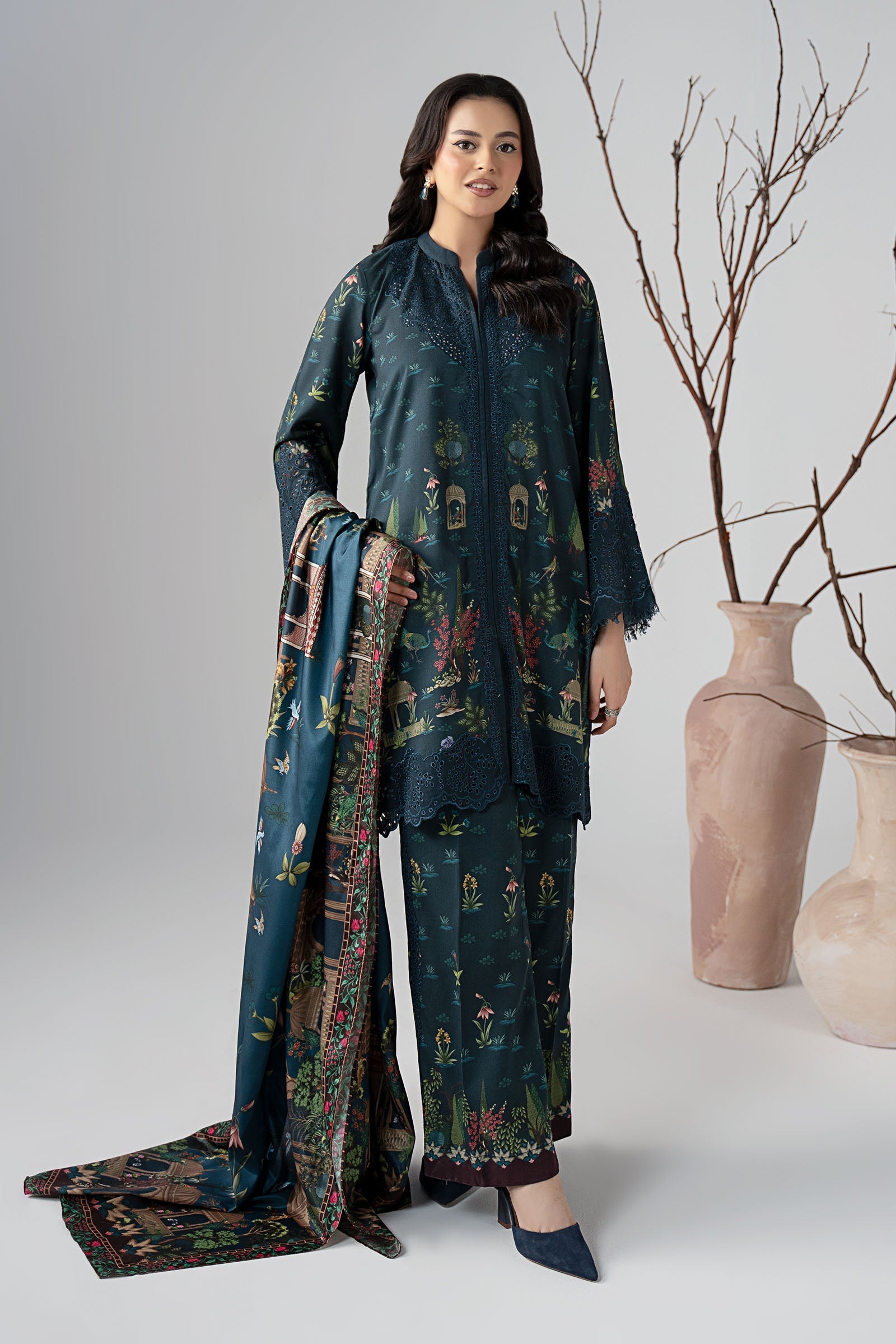 Maria B | Pre Fall Dresses | 3 Piece Embroidered Linen Suit ZE - Official Maria B stockist in UK - Sakeena London