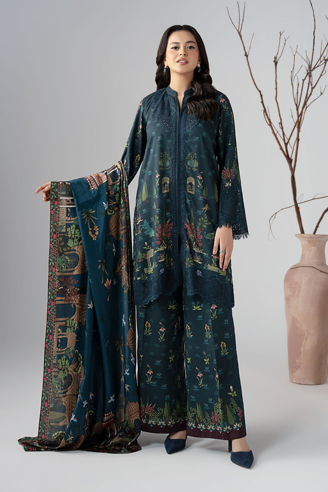 Maria B | Luxury Winter Pret 25 | DW-W25-59-Teal - Official Maria B stockist in UK - Sakeena London