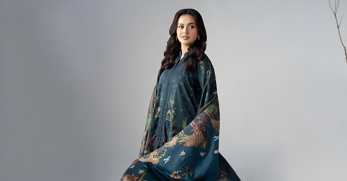 Maria B | Luxury Winter Pret 25 | DW-W25-59-Teal - Official Maria B stockist in UK - Sakeena London
