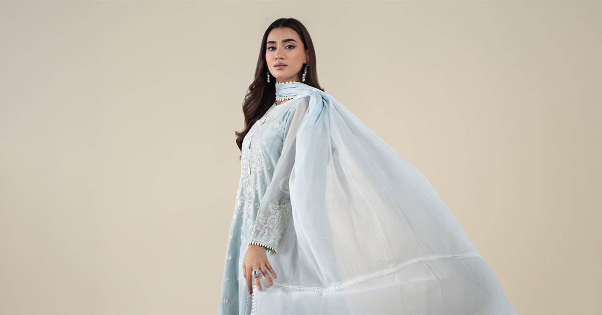 Maria B | Luxury Winter Pret 25 | DW-EA25-76-Blue - Official Maria B stockist in UK - Sakeena London