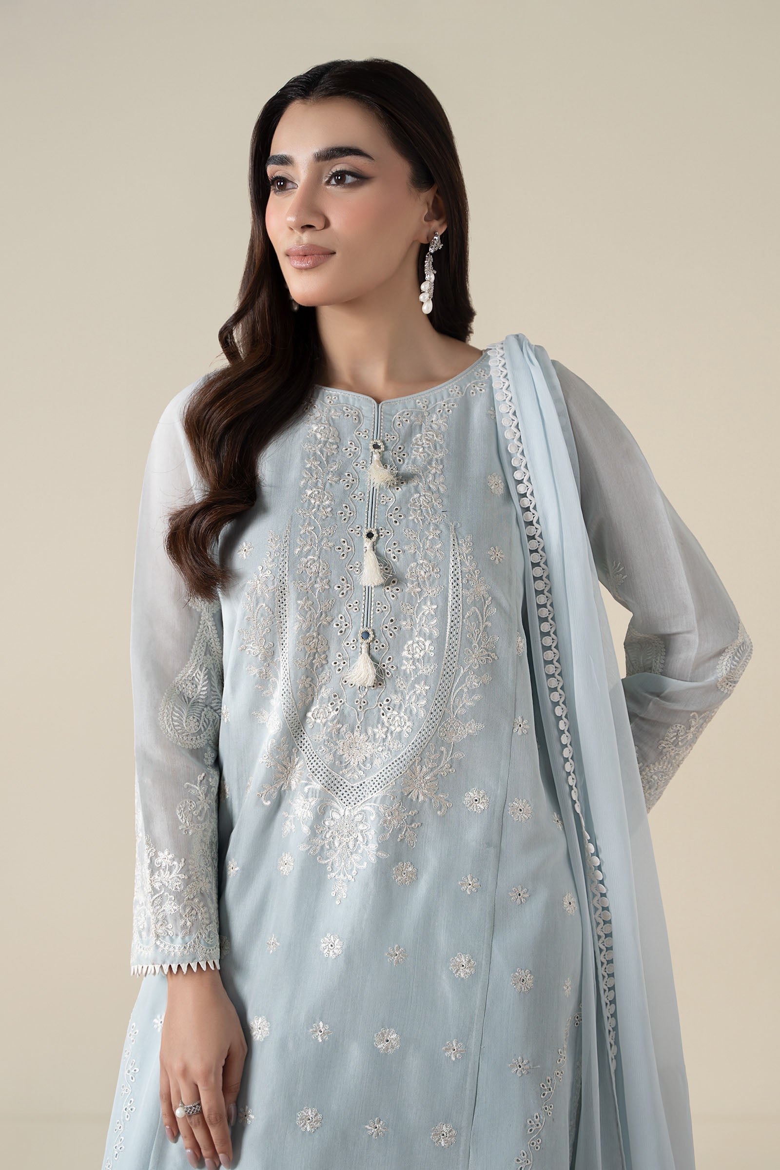 Maria B | Pre Fall Dresses | 3 Piece Embroidered Paper Cotton Suit GG - Official Maria B stockist in UK - Sakeena London