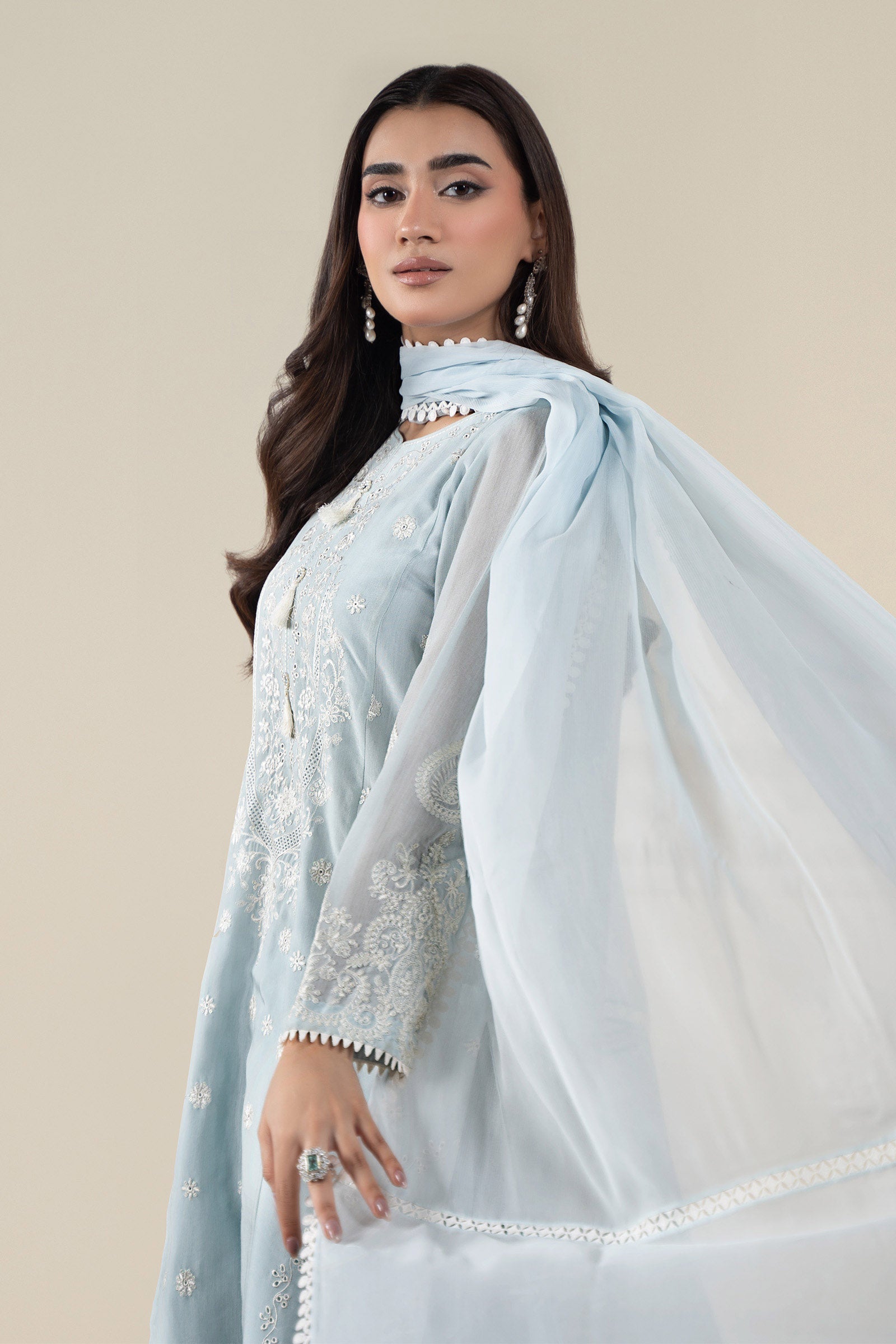 Maria B | Luxury Winter Pret 25 | DW-EA25-76-Blue - Official Maria B stockist in UK - Sakeena London