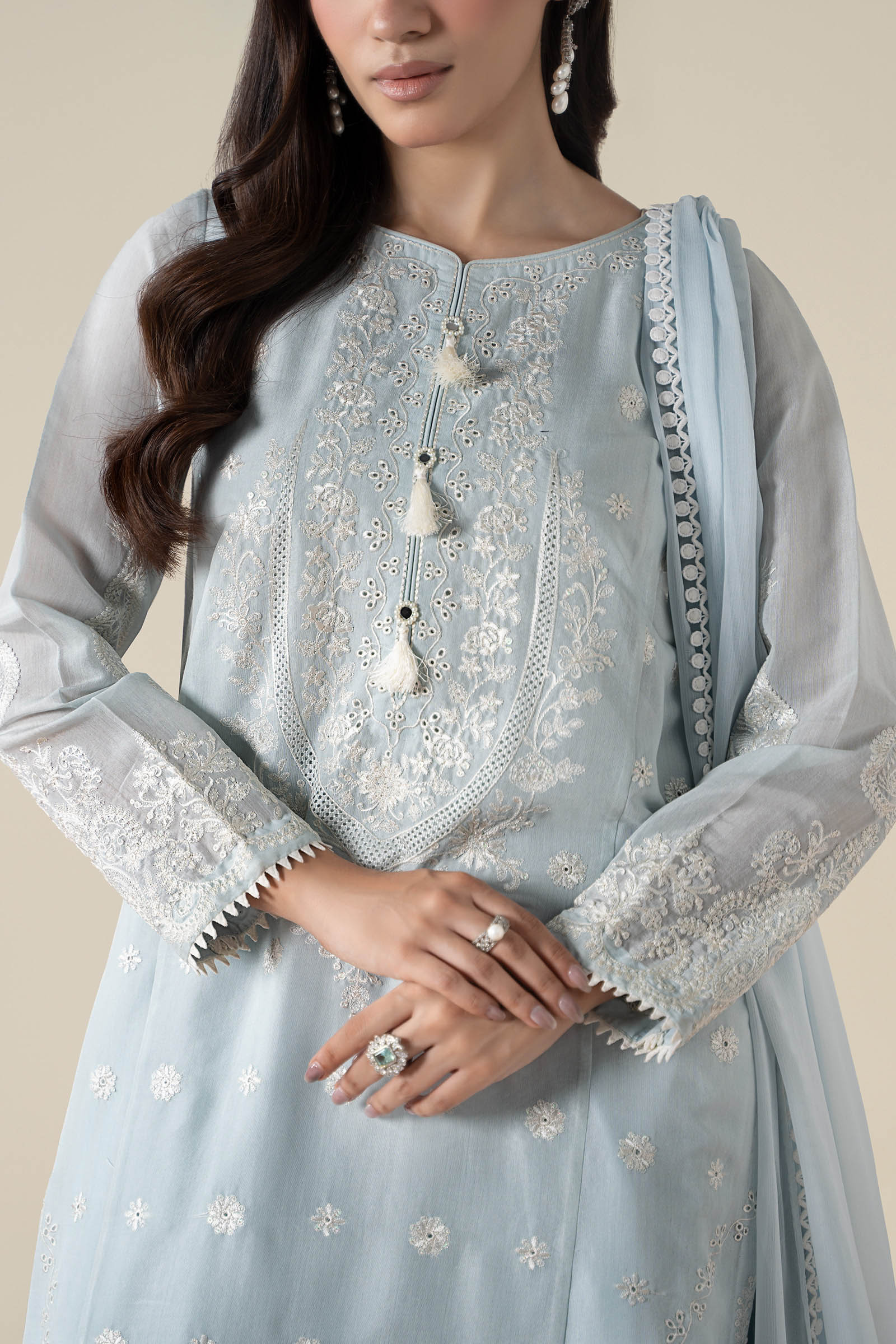 Maria B | Luxury Winter Pret 25 | DW-EA25-76-Blue - Official Maria B stockist in UK - Sakeena London