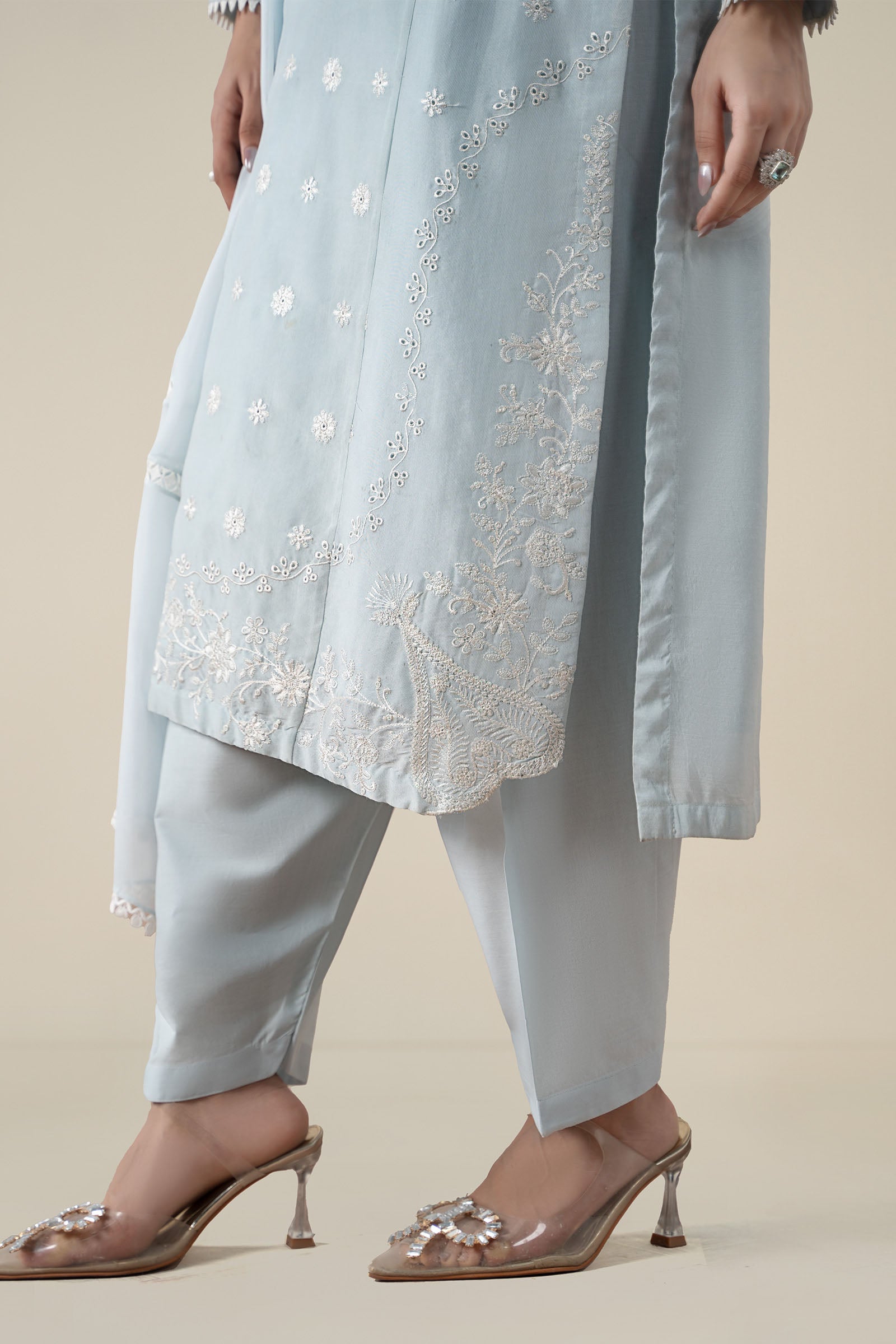 Maria B | Luxury Winter Pret 25 | DW-EA25-76-Blue - Official Maria B stockist in UK - Sakeena London