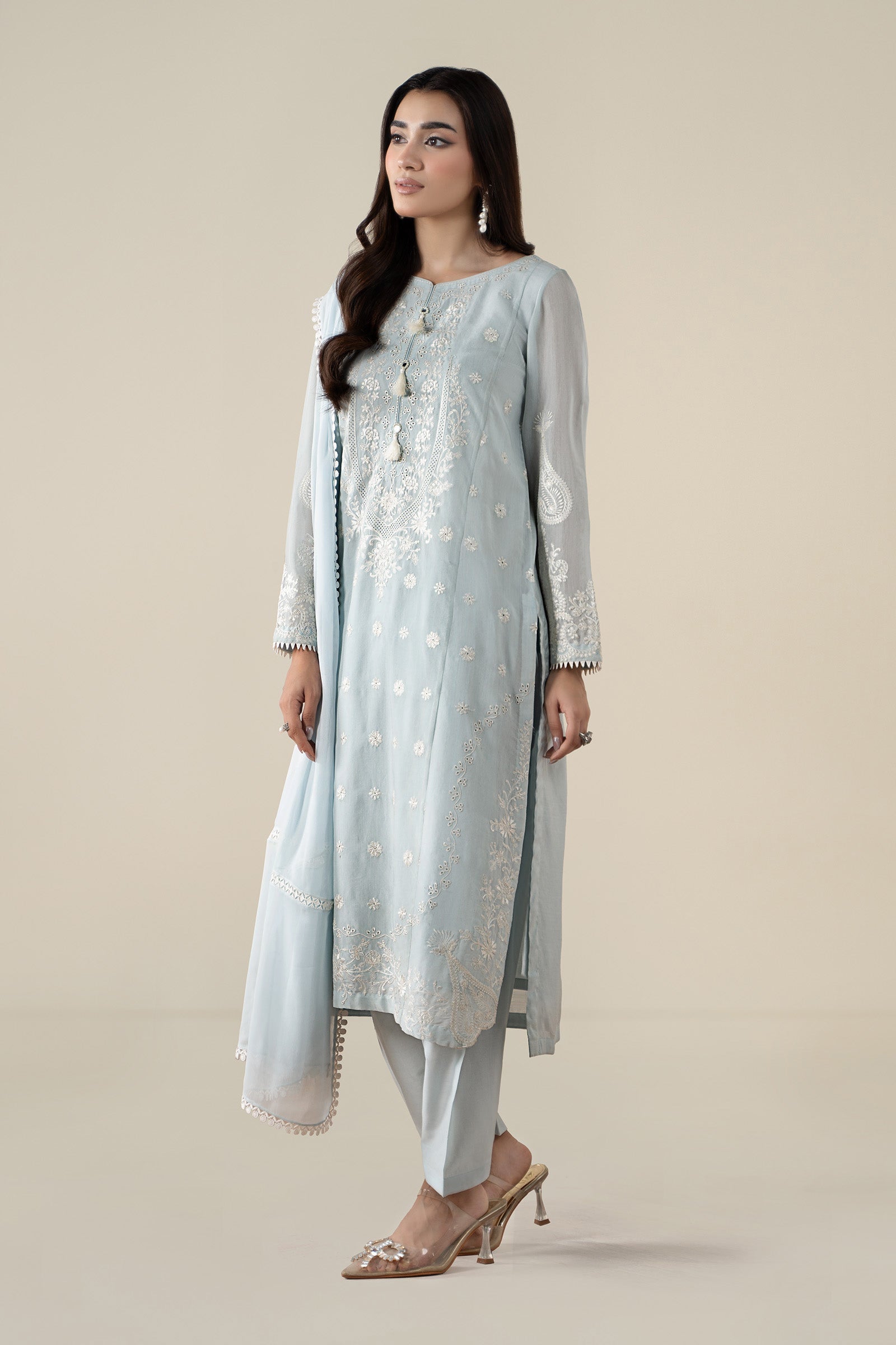 Maria B | Luxury Winter Pret 25 | DW-EA25-76-Blue - Official Maria B stockist in UK - Sakeena London