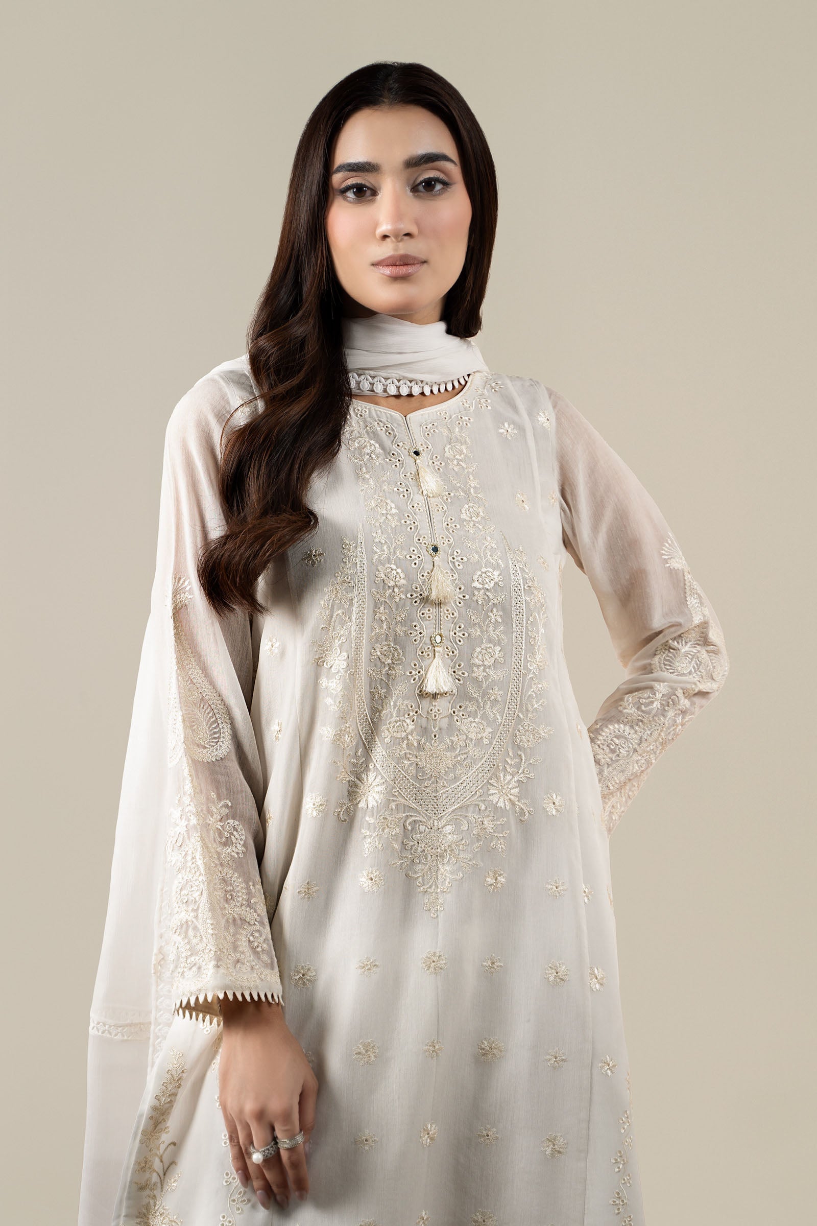 Maria B | Pre Fall Dresses | 3 Piece Embroidered Paper Cotton Suit AA - Official Maria B stockist in UK - Sakeena London