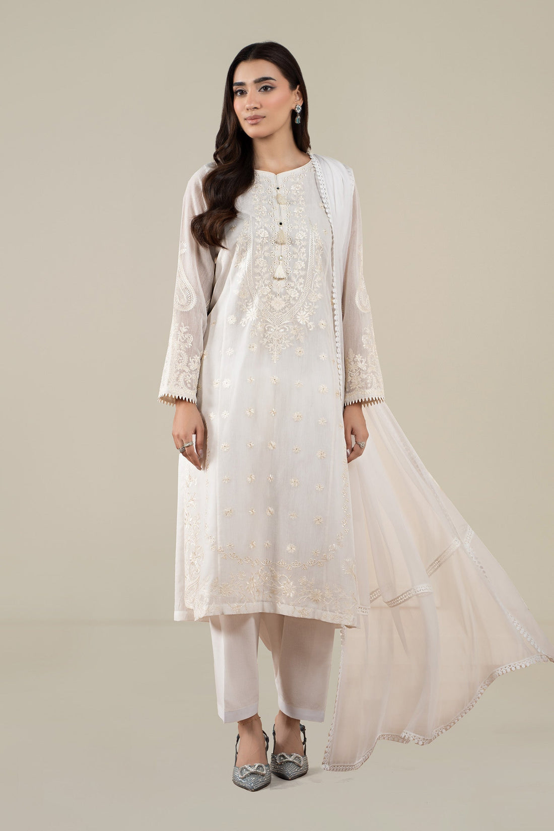 Maria B | Pre Fall Dresses | 3 Piece Embroidered Paper Cotton Suit AA - Official Maria B stockist in UK - Sakeena London