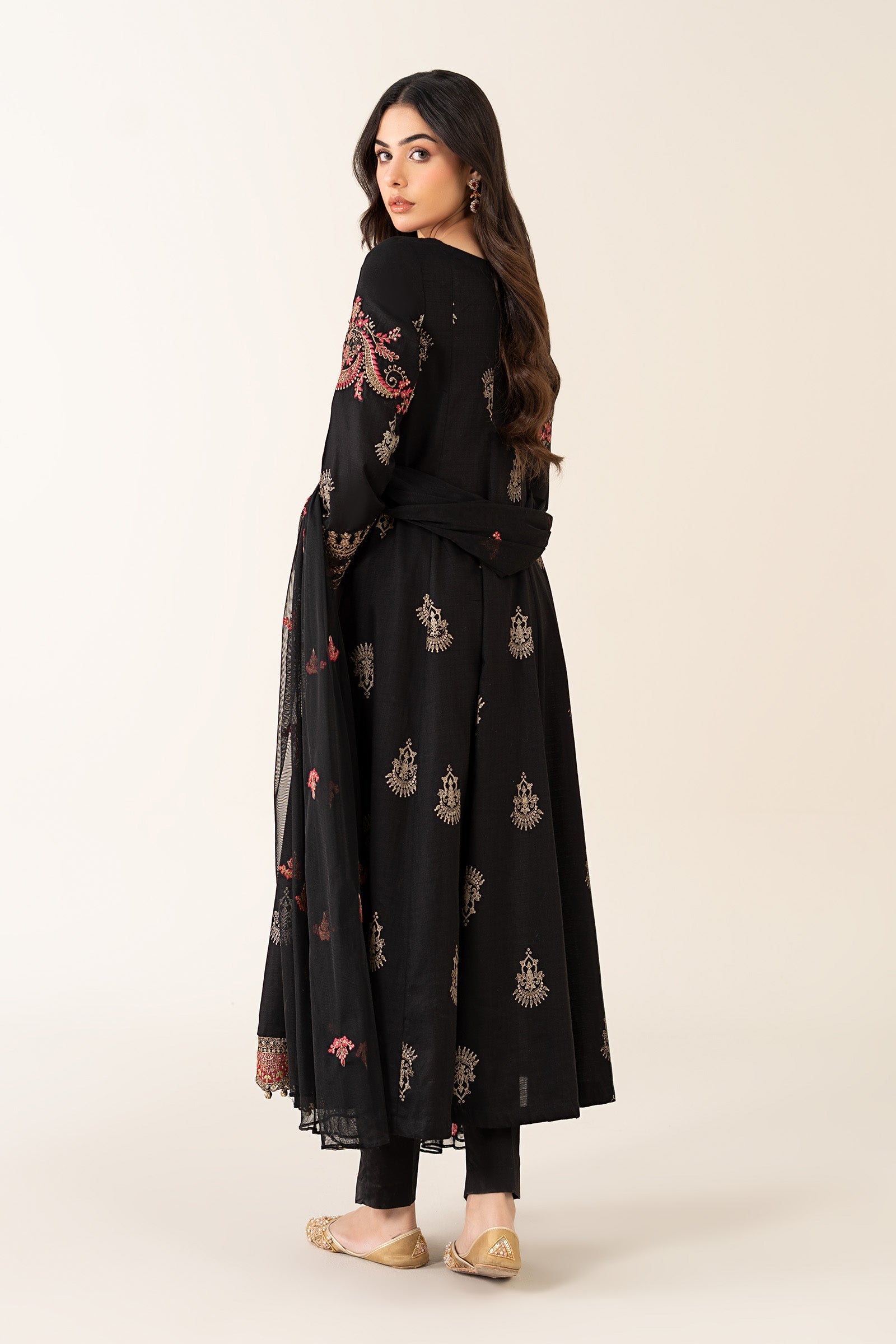 Maria B | Luxury Winter Pret 25 | DW-EF22-13R1-Black - Official Maria B stockist in UK - Sakeena London