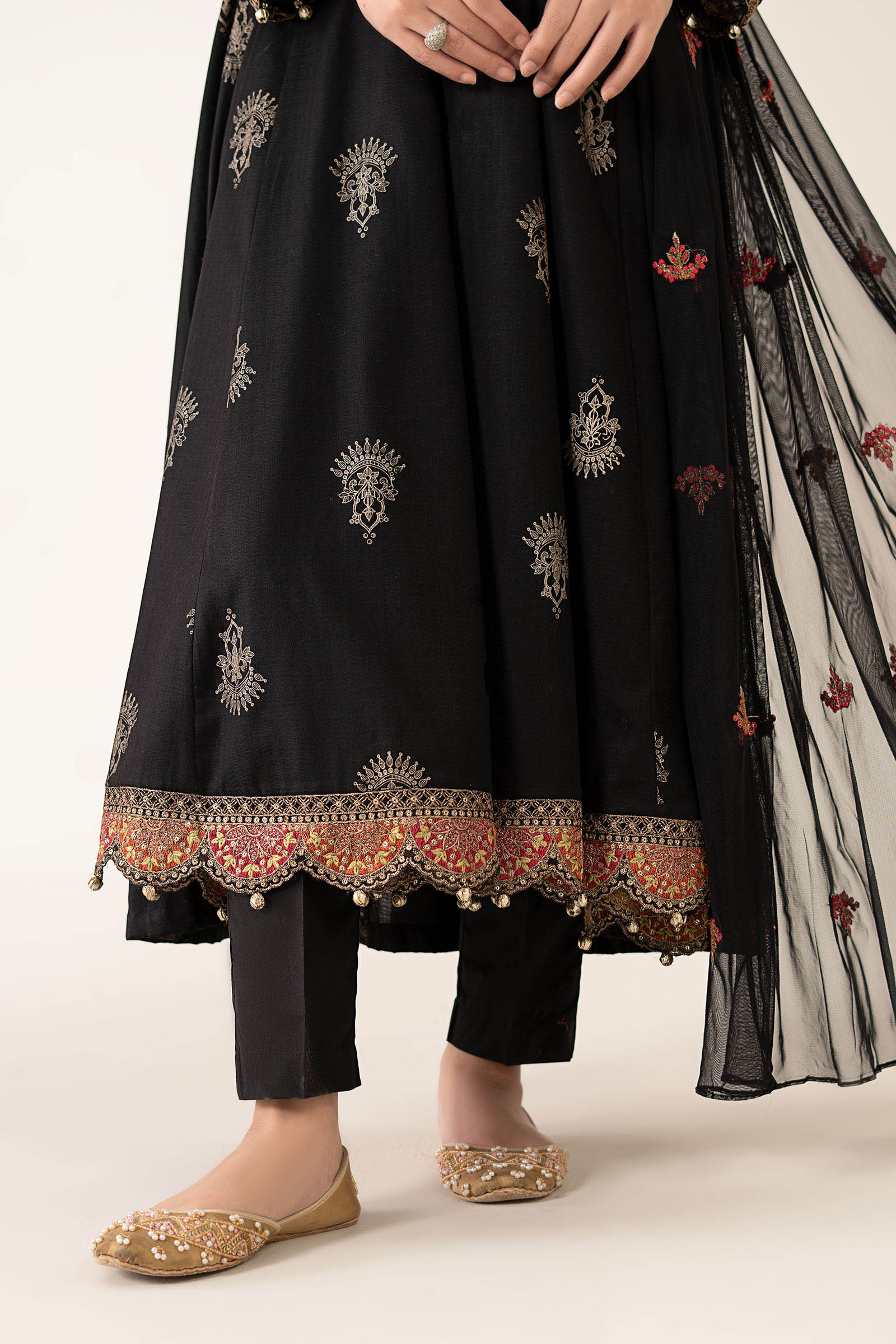 Maria B | Luxury Winter Pret 25 | DW-EF22-13R1-Black - Official Maria B stockist in UK - Sakeena London