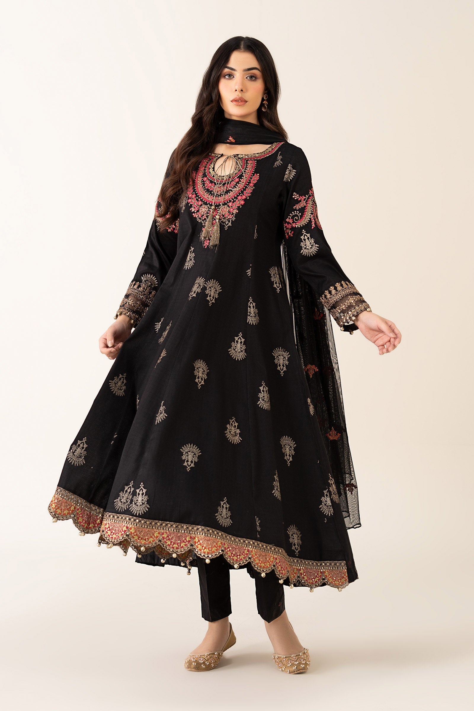 Maria B | Luxury Winter Pret 25 | DW-EF22-13R1-Black - Official Maria B stockist in UK - Sakeena London