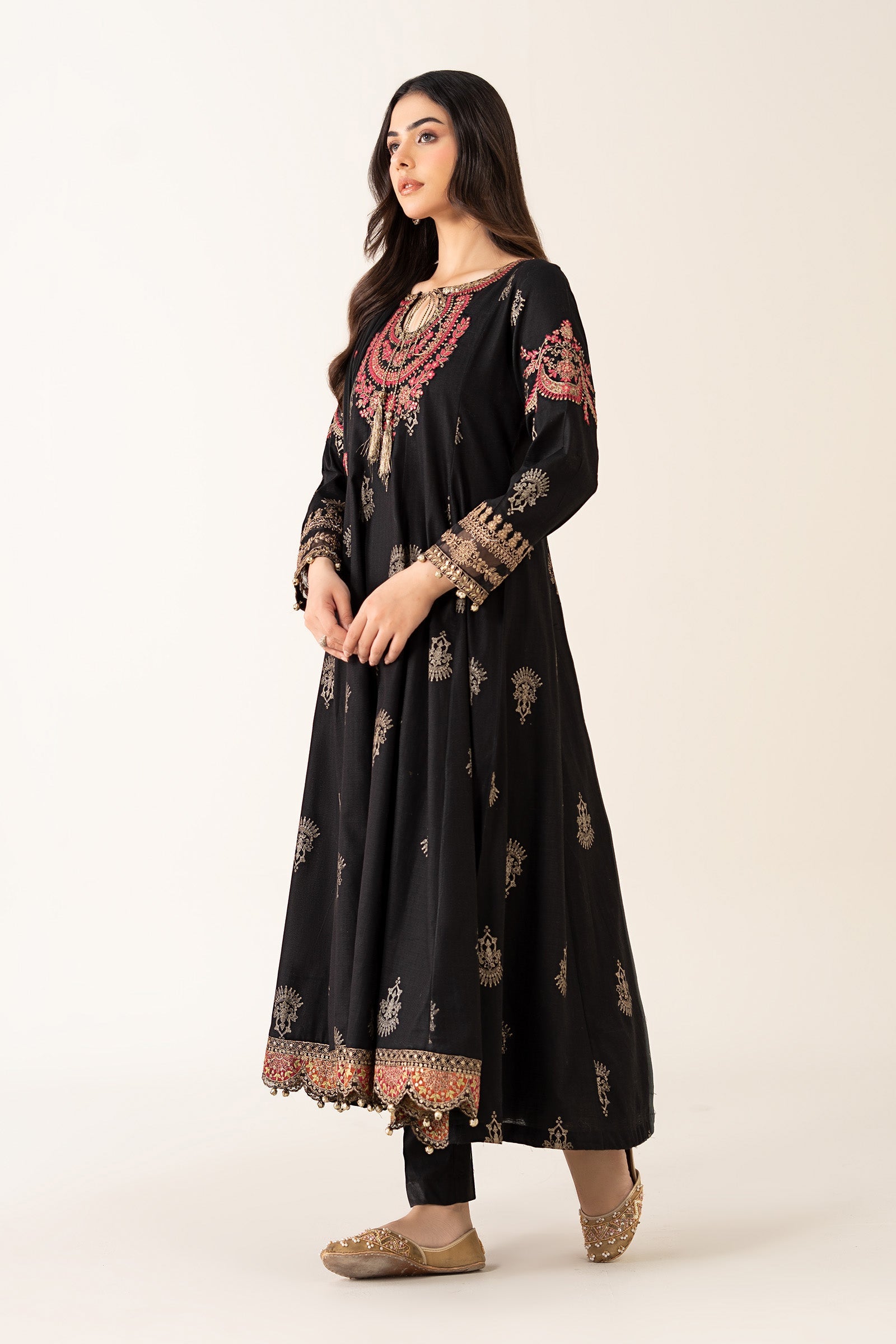 Maria B | Luxury Winter Pret 25 | DW-EF22-13R1-Black - Official Maria B stockist in UK - Sakeena London
