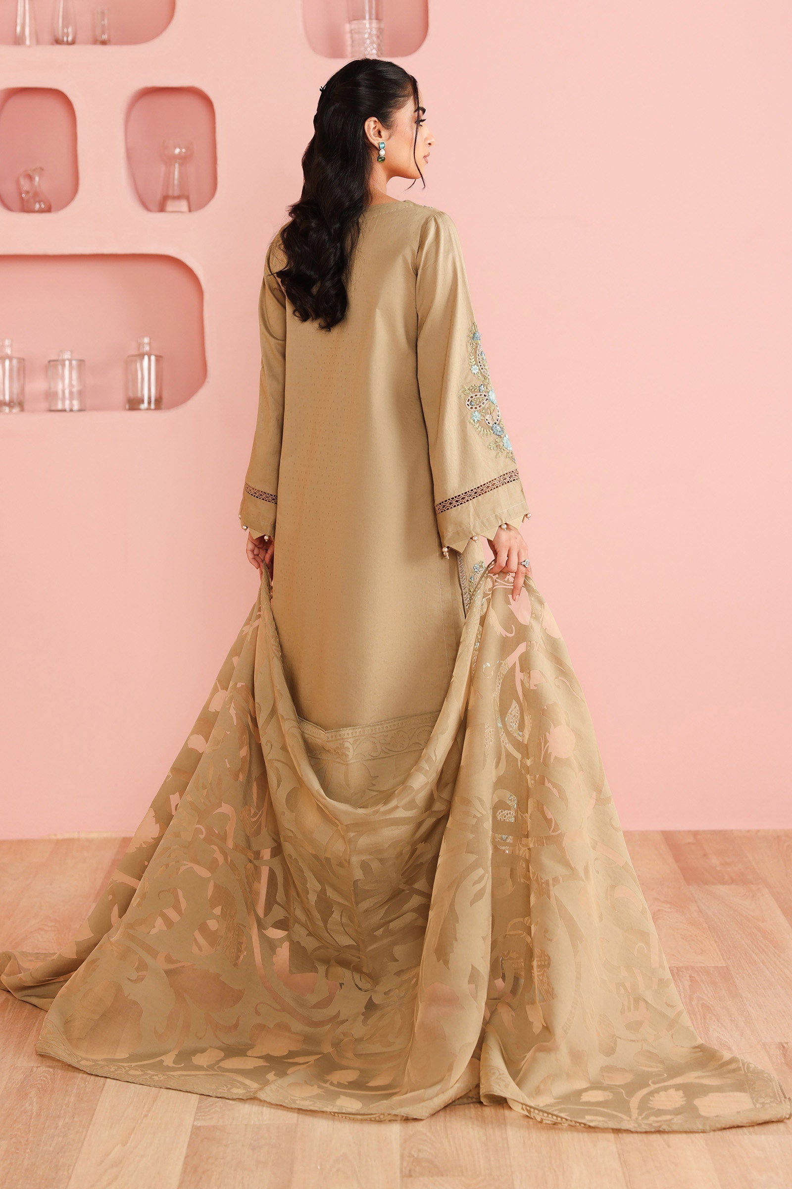 Maria B | Luxury Winter Pret 25 | DW-PF25-03-Coffee - Official Maria B stockist in UK - Sakeena London