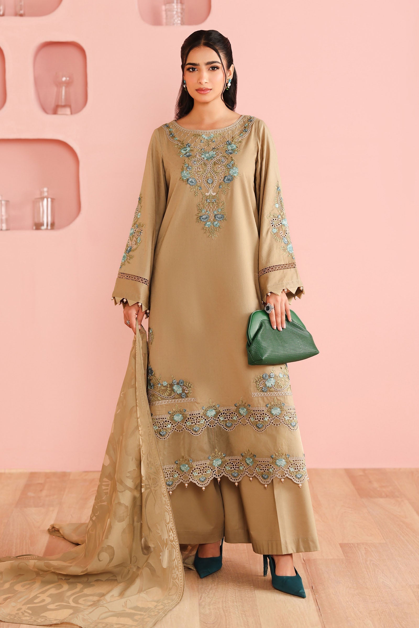 Maria B | Luxury Winter Pret 25 | DW-PF25-03-Coffee - Official Maria B stockist in UK - Sakeena London