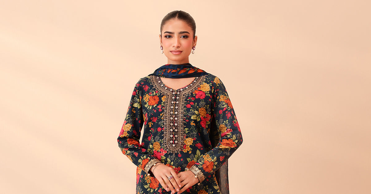 Maria B | Luxury Winter Pret 25 | DW-PF25-63-Teal - Official Maria B stockist in UK - Sakeena London