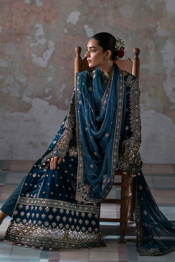 Emaan Adeel | Saanjh Velvet Collection 24 | Meher - Official Emaan Adeel stockist in UK - Sakeena London