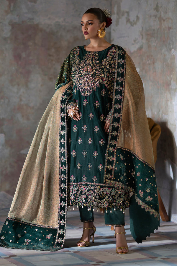 Emaan Adeel | Saanjh Velvet Collection 24 | Nisha - Official Emaan Adeel stockist in UK - Sakeena London