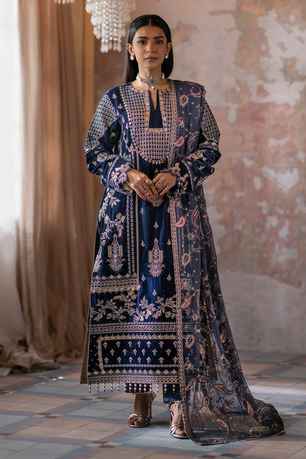 Emaan Adeel | Saanjh Velvet Collection 24 | Roshni - Official Emaan Adeel stockist in UK - Sakeena London