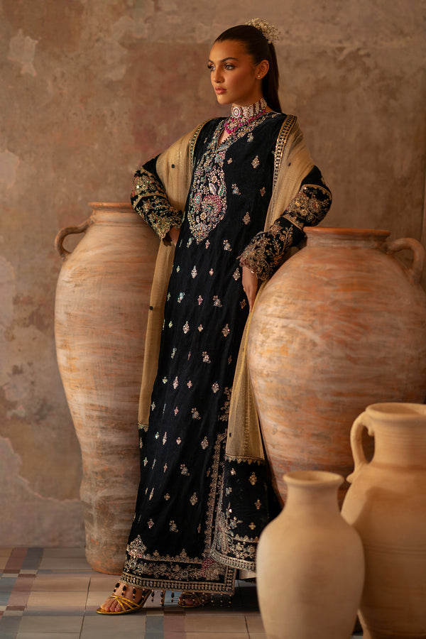 Emaan Adeel | Saanjh Velvet Collection 24 | Ishaan - Official Emaan Adeel stockist in UK - Sakeena London