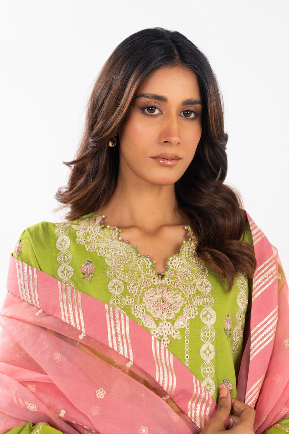 AlKaram | Festive Summer 25 | FC-12E-25-Lime Green - Official Alkaram stockist in UK - Sakeena London