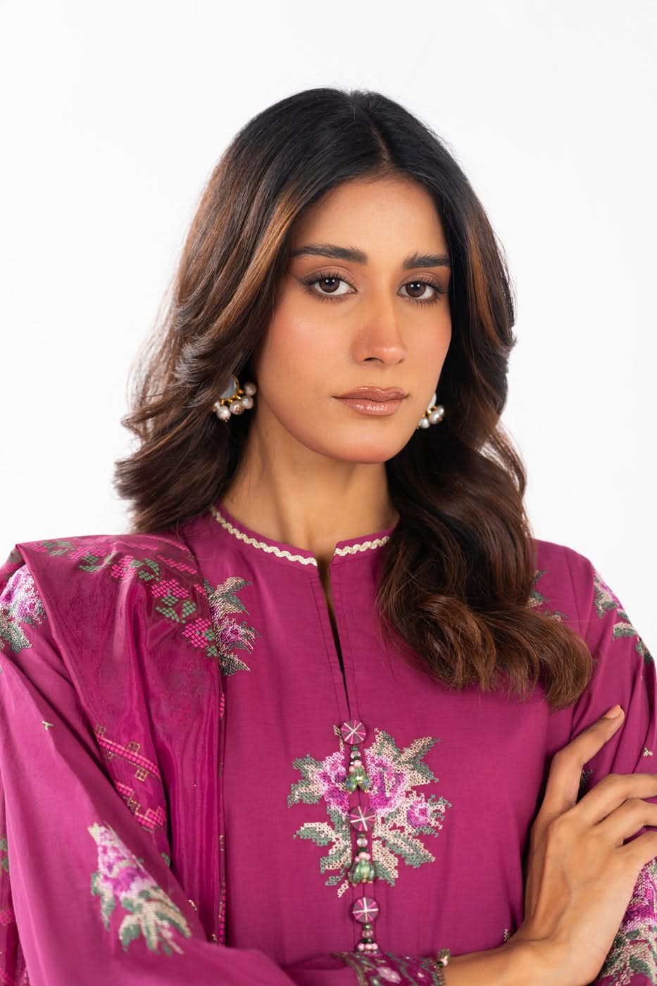 AlKaram | Festive Summer 25 | FC-17G-25-Magenta - Official Alkaram stockist in UK - Sakeena London