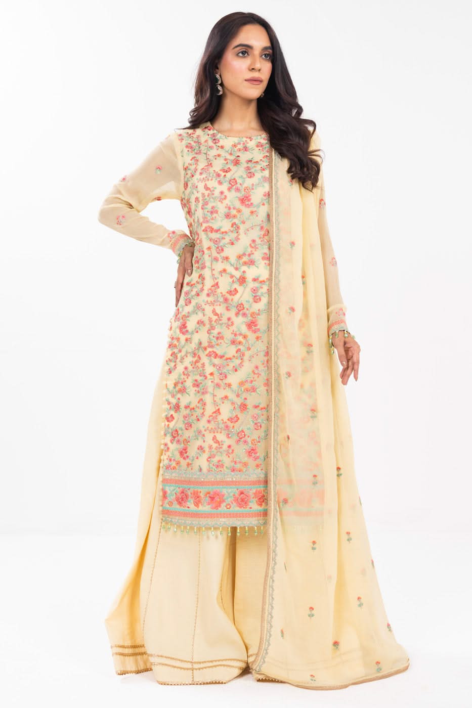 AlKaram | Festive Summer 25 | FC-21I-25-Yellow - Official Alkaram stockist in UK - Sakeena London