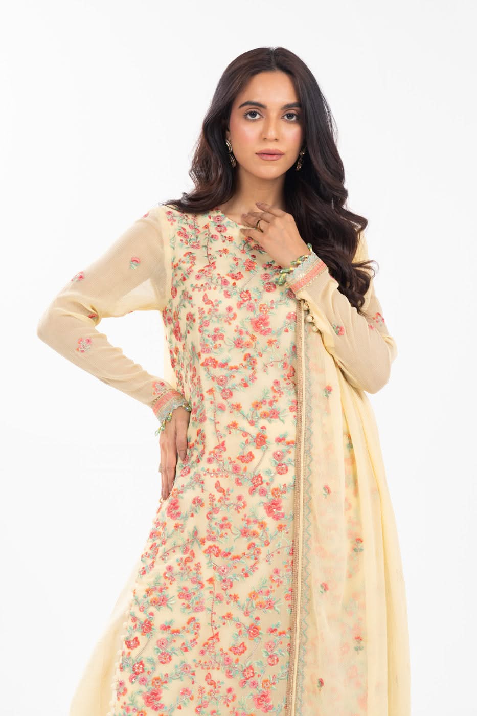 AlKaram | Festive Summer 25 | FC-21I-25-Yellow - Official Alkaram stockist in UK - Sakeena London