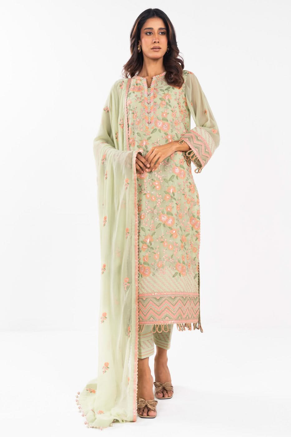 AlKaram | Festive Summer 25 | FC-22I-25-Pistachio - Official Alkaram stockist in UK - Sakeena London
