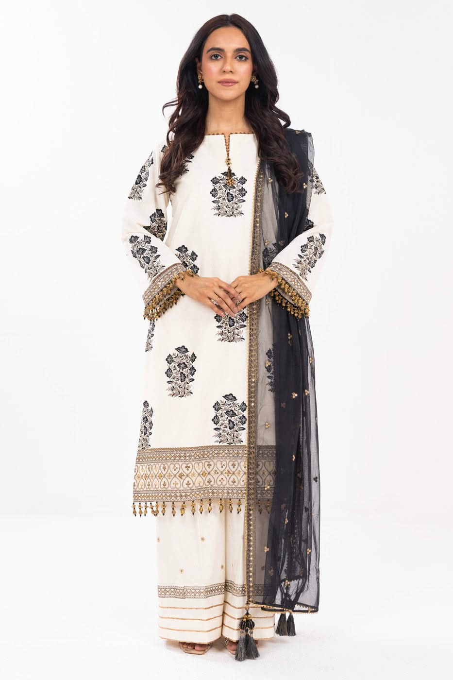 AlKaram | Festive Summer 25 | FC-30M-25-Off White - Official Alkaram stockist in UK - Sakeena London