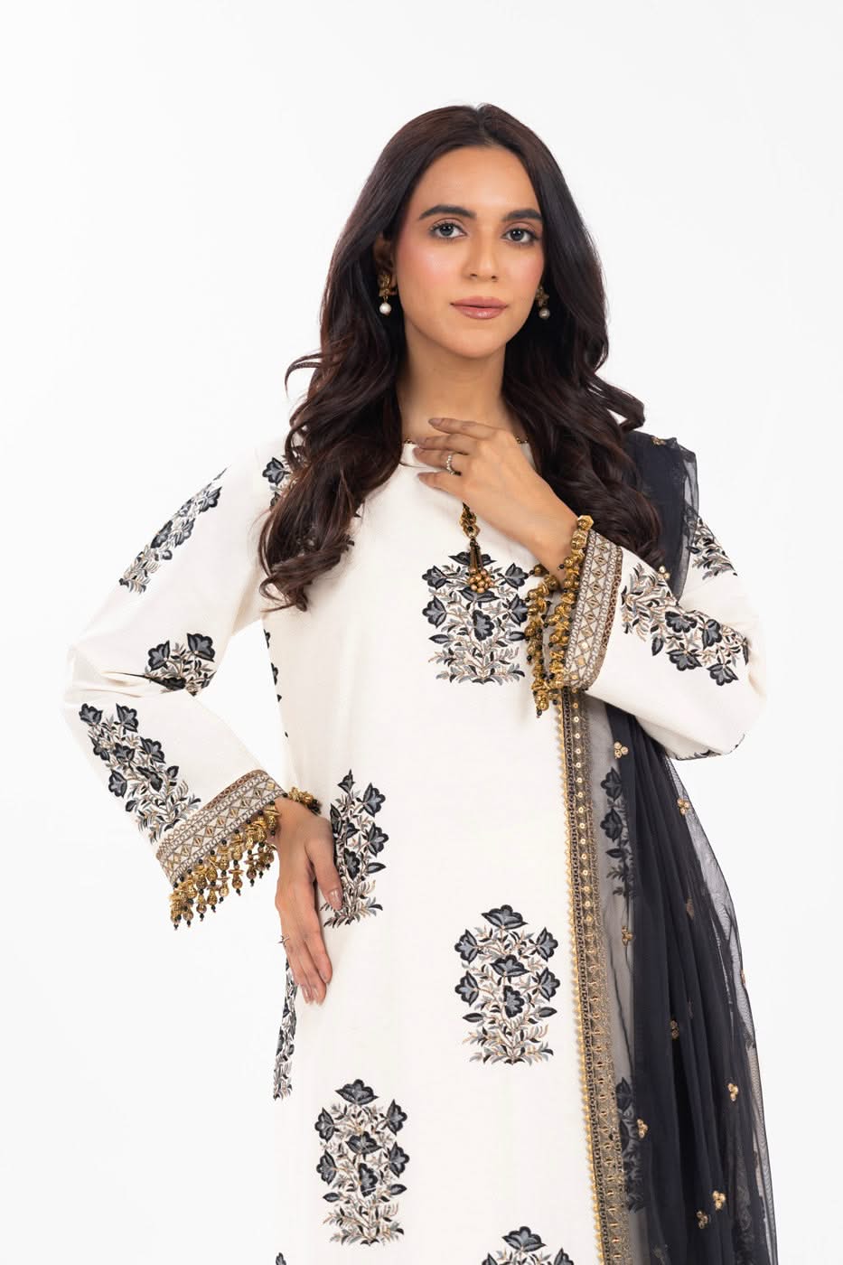 AlKaram | Festive Summer 25 | FC-30M-25-Off White - Official Alkaram stockist in UK - Sakeena London
