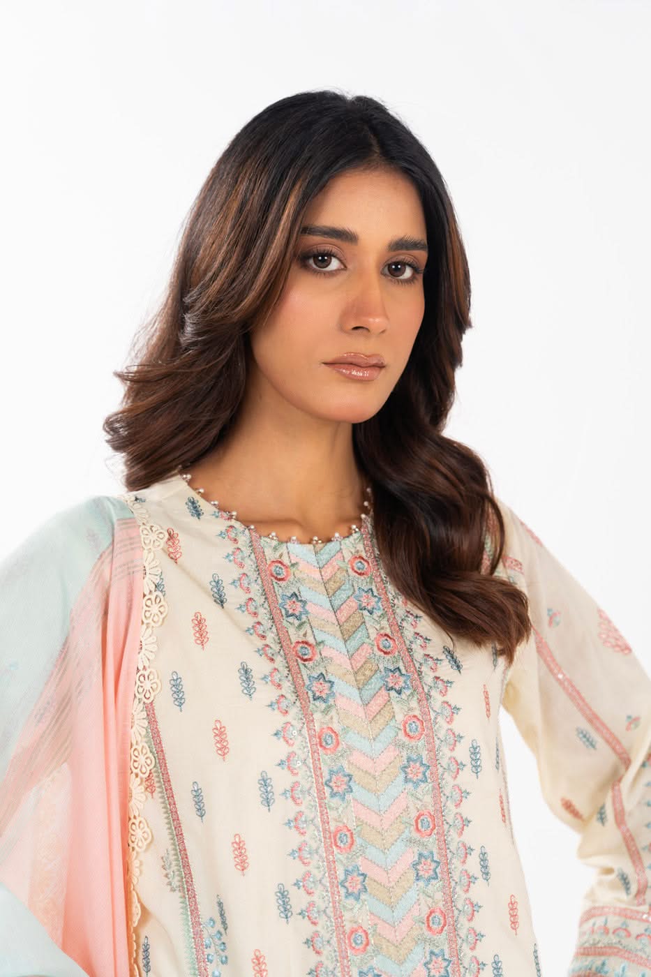 AlKaram | Festive Summer 25 | FC-3A-25-Cream - Official Alkaram stockist in UK - Sakeena London