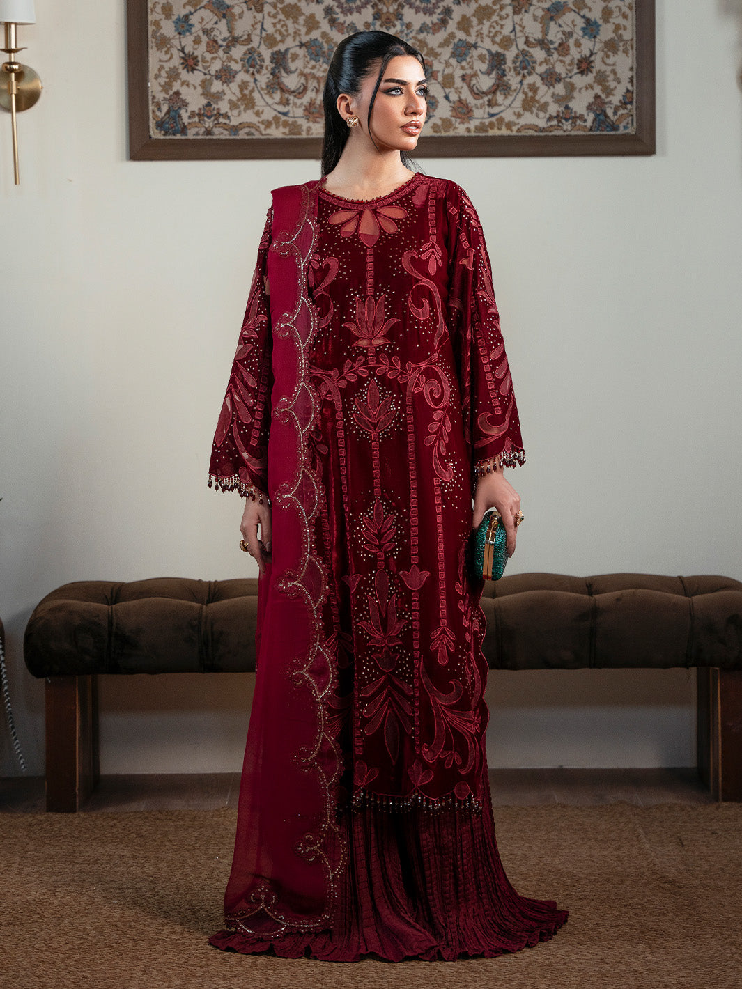 Faiza Faisal | Solene Luxury Velvets | ROUGE - Official Faiza Faisal stockist in UK - Sakeena London