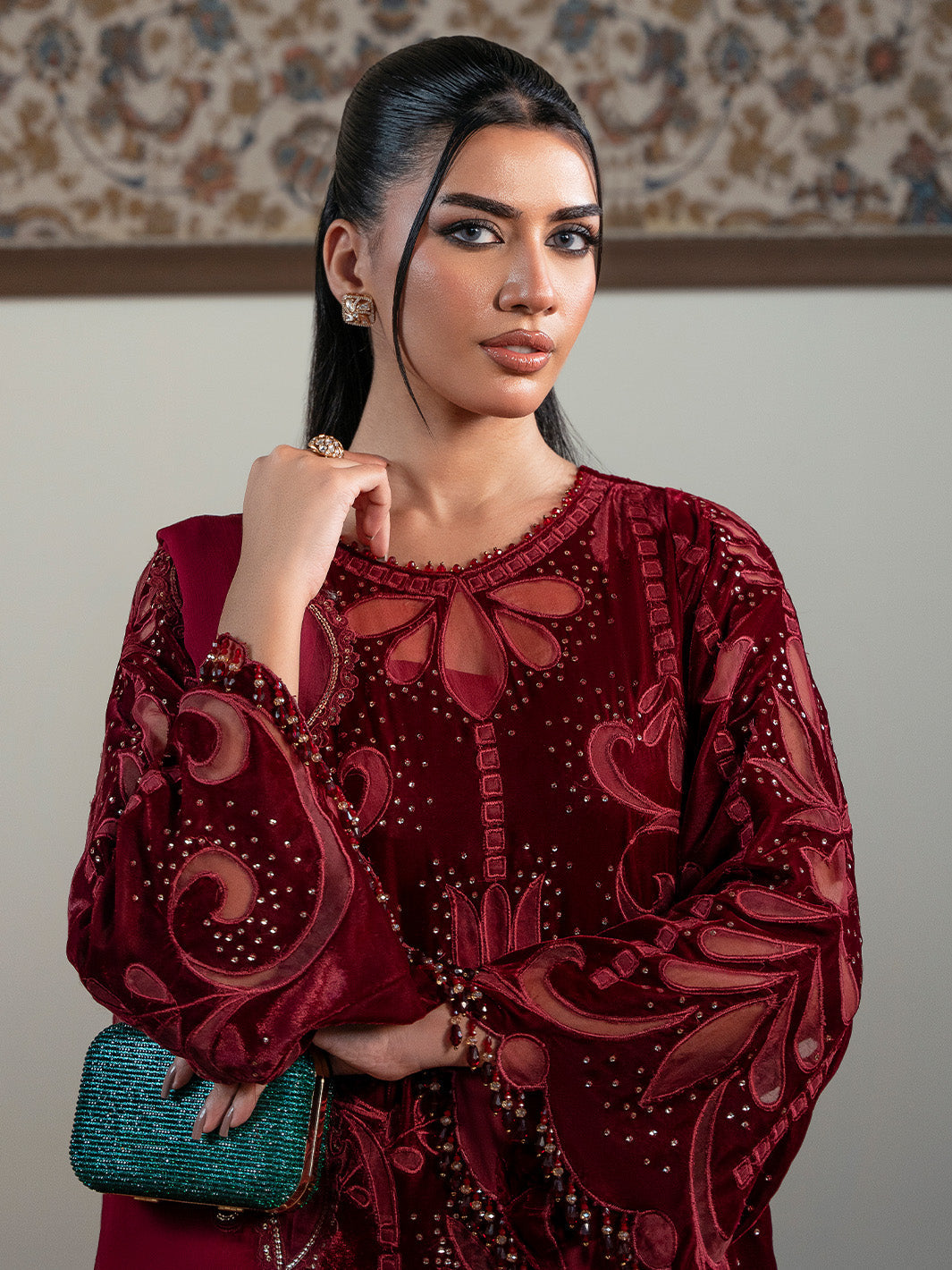 Faiza Faisal | Solene Luxury Velvets | ROUGE - Official Faiza Faisal stockist in UK - Sakeena London
