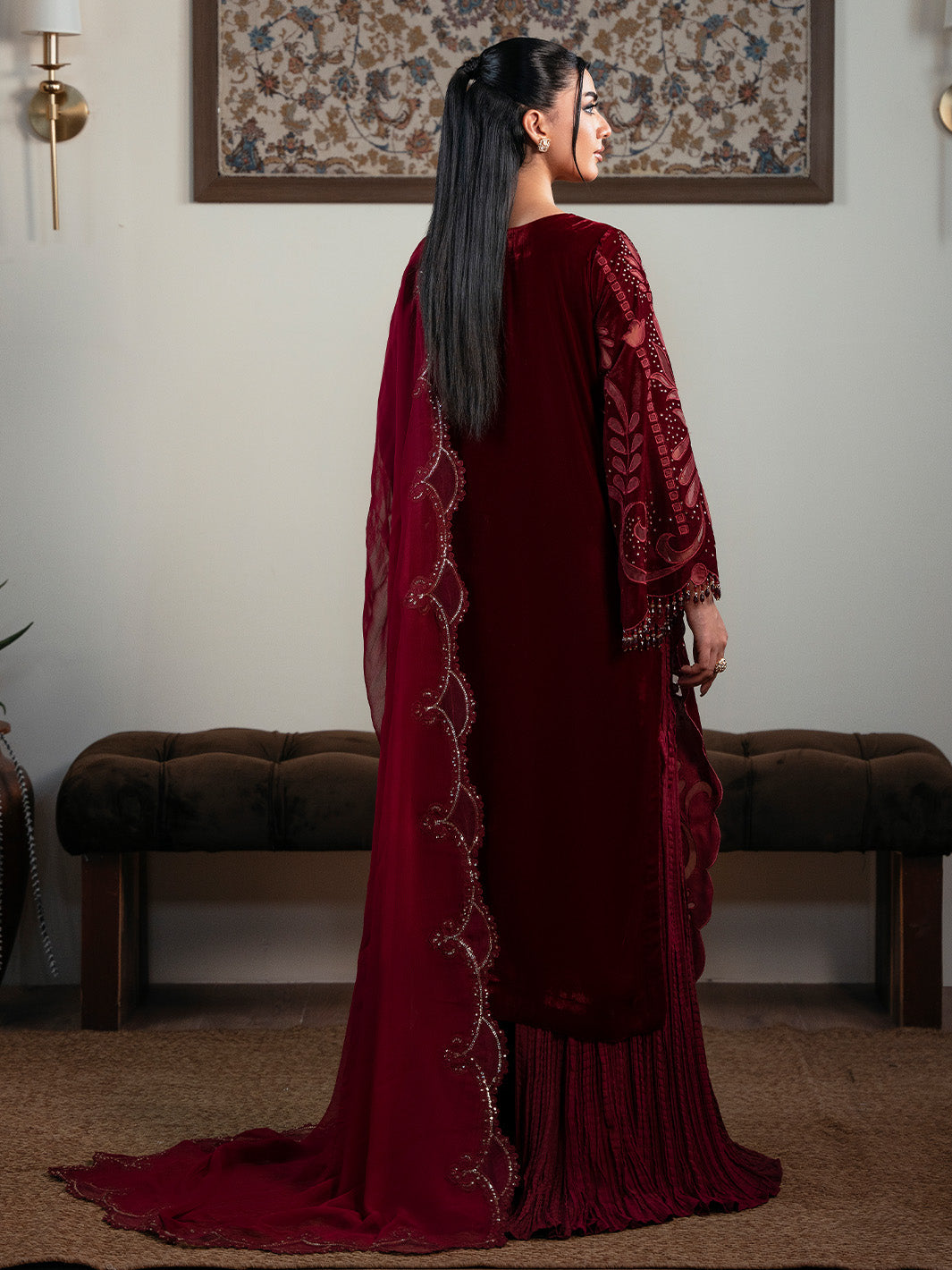 Faiza Faisal | Solene Luxury Velvets | ROUGE - Official Faiza Faisal stockist in UK - Sakeena London