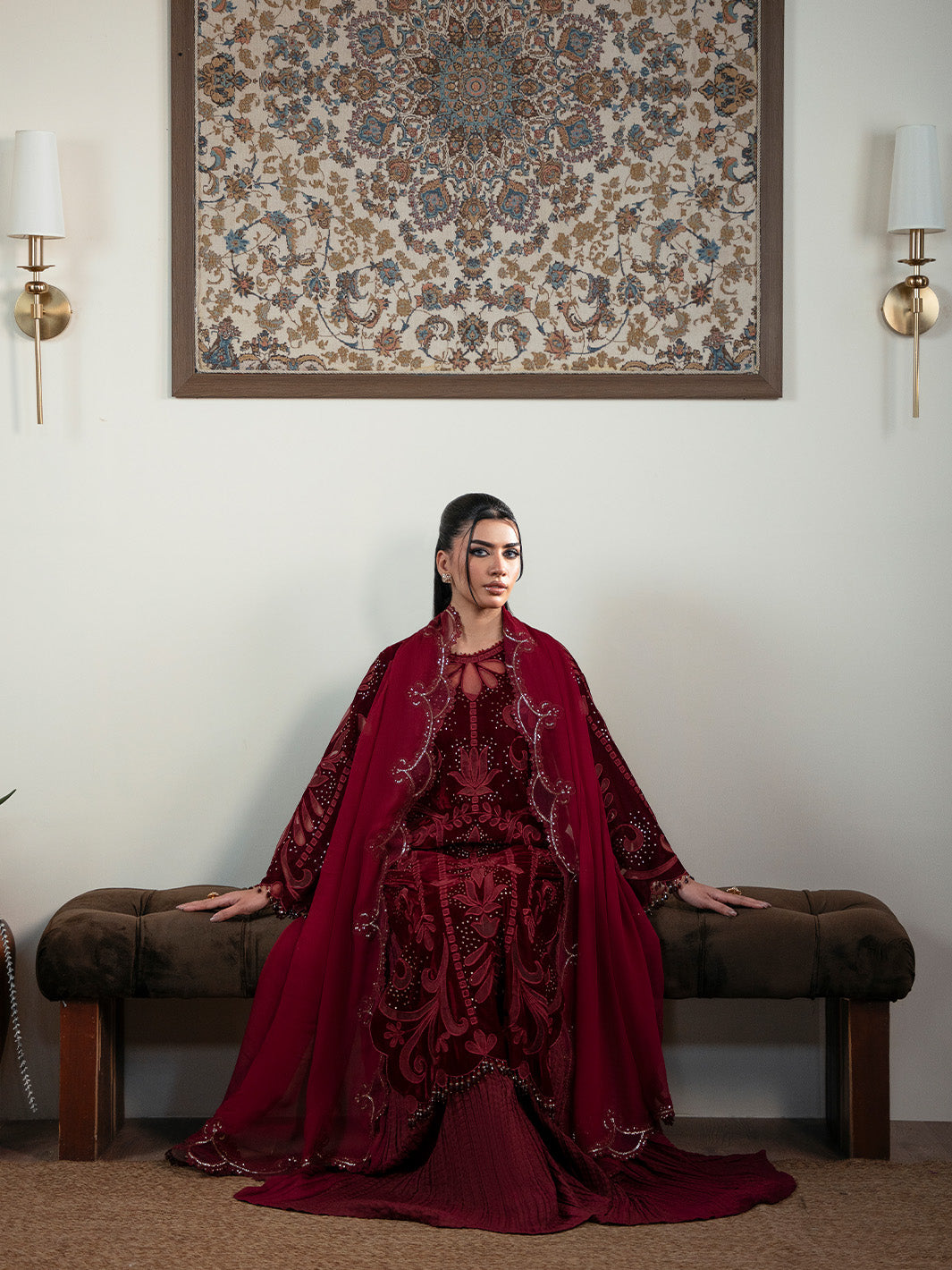 Faiza Faisal | Solene Luxury Velvets | ROUGE - Official Faiza Faisal stockist in UK - Sakeena London