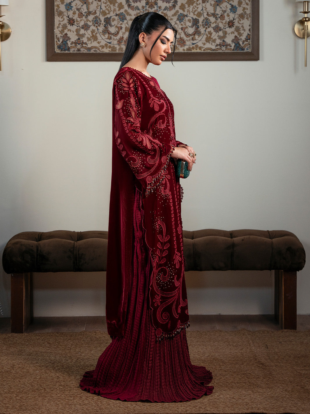 Faiza Faisal | Solene Luxury Velvets | ROUGE - Official Faiza Faisal stockist in UK - Sakeena London