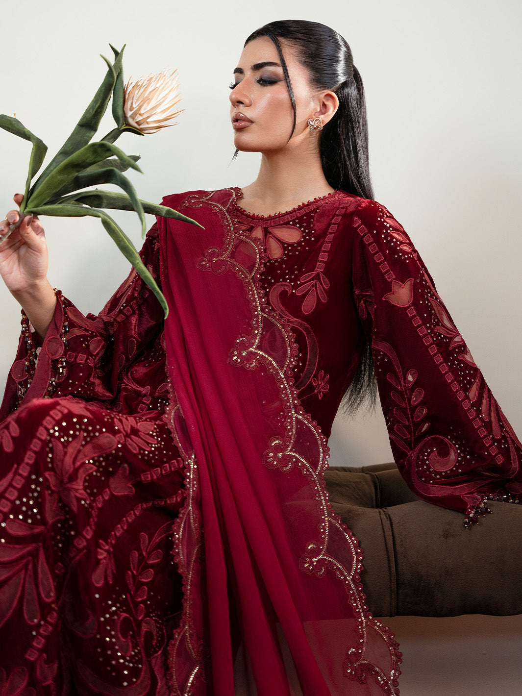 Faiza Faisal | Solene Luxury Velvets | ROUGE - Official Faiza Faisal stockist in UK - Sakeena London