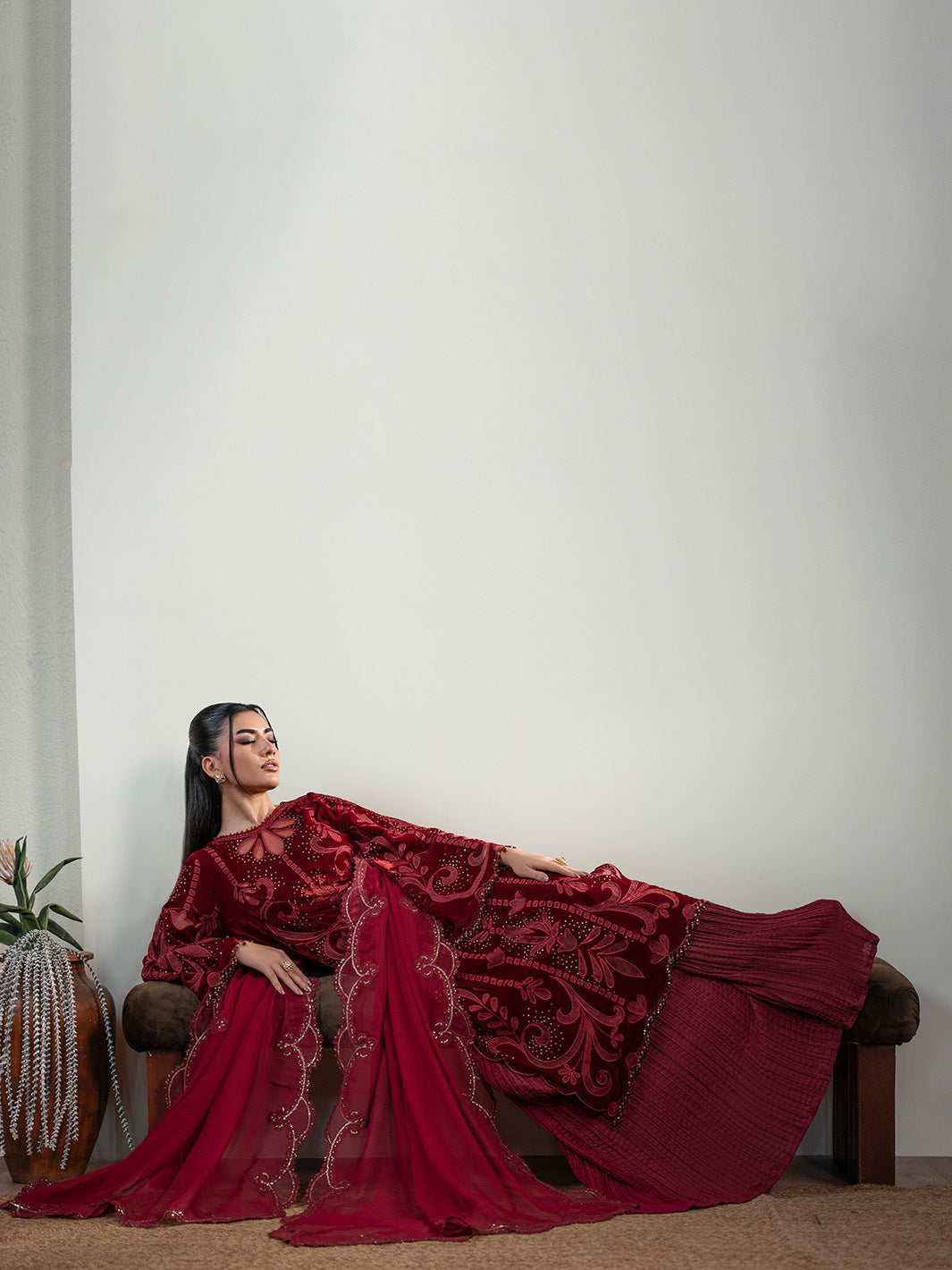 Faiza Faisal | Solene Luxury Velvets | ROUGE - Official Faiza Faisal stockist in UK - Sakeena London