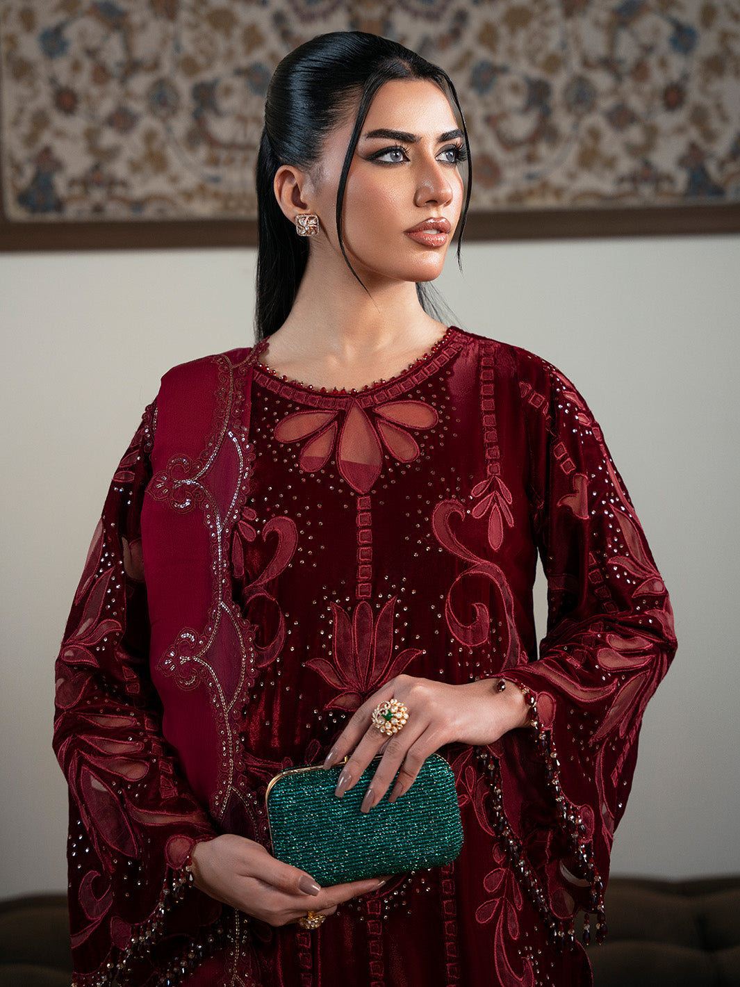 Faiza Faisal | Solene Luxury Velvets | ROUGE - Official Faiza Faisal stockist in UK - Sakeena London