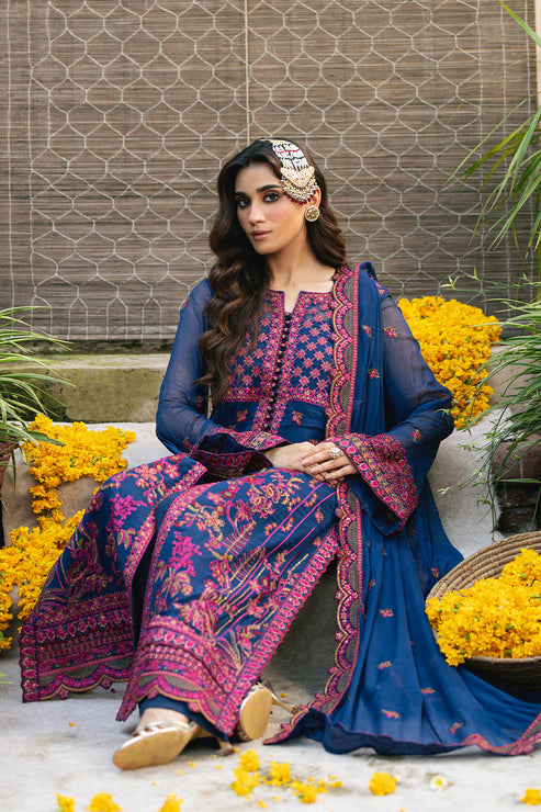 Maryum N Maria | Gulnaar Formals | 3 Piece Embroidered Chiffon ROKSANA - FSU5653 - Official Maryum N Maria stockist in UK - Sakeena London