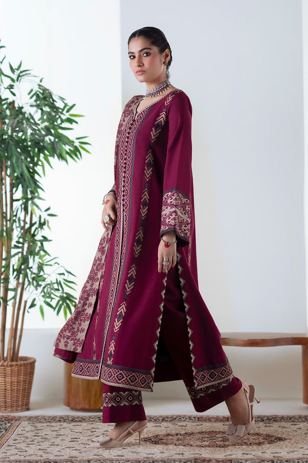 Maryum N Maria | Noore Winters 25 | 3 Piece Embroidered Khaddar MALALAI - FSU5670 - Official Maryum N Maria stockist in UK - Sakeena London