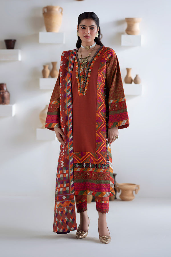 Maryum N Maria | Noore Winters 25 | 3 Piece Embroidered Khaddar BADRAI - FSU5673 - Official Maryum N Maria stockist in UK - Sakeena London