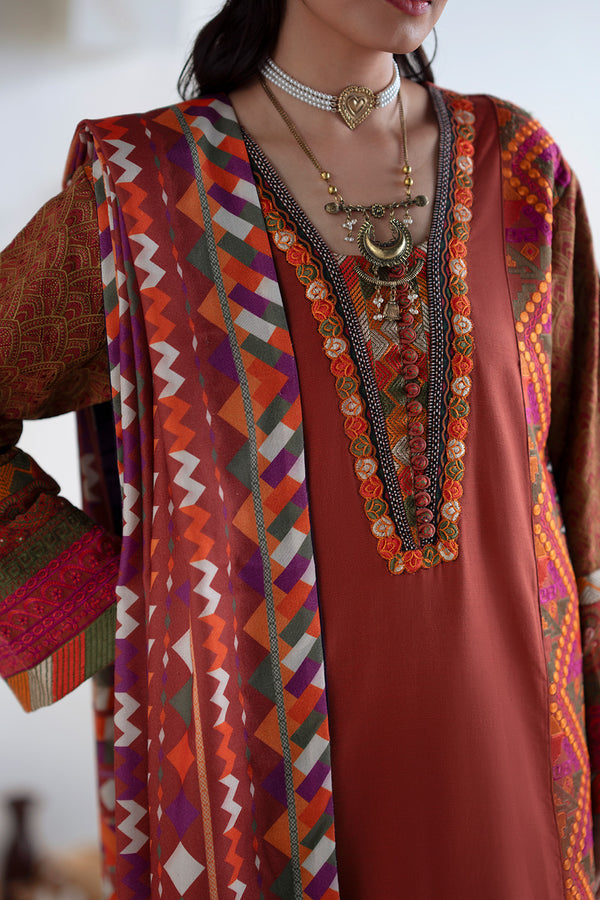 Maryum N Maria | Noore Winters 25 | 3 Piece Embroidered Khaddar BADRAI - FSU5673 - Official Maryum N Maria stockist in UK - Sakeena London