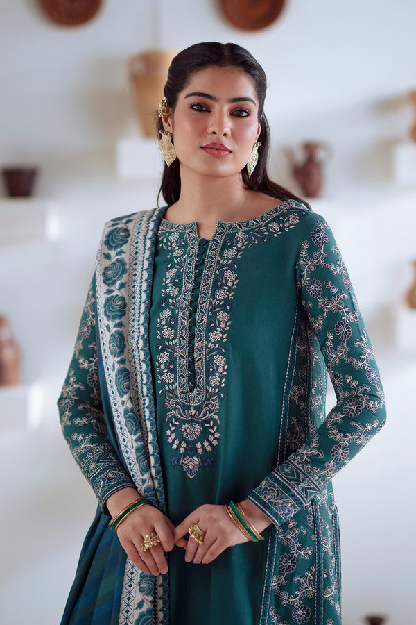 Maryum N Maria | Noore Winters 25 | 3 Piece Embroidered Khaddar SERINA - FSU5675 - Official Maryum N Maria stockist in UK - Sakeena London