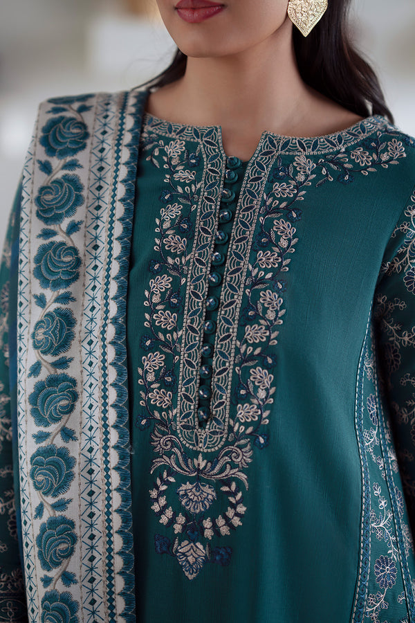 Maryum N Maria | Noore Winters 25 | 3 Piece Embroidered Khaddar SERINA - FSU5675 - Official Maryum N Maria stockist in UK - Sakeena London