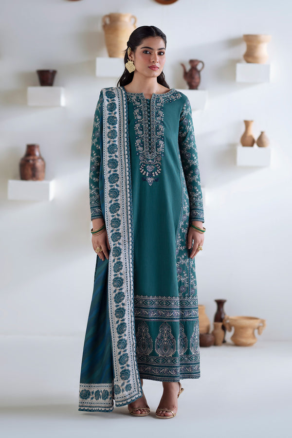 Maryum N Maria | Noore Winters 25 | 3 Piece Embroidered Khaddar SERINA - FSU5675 - Official Maryum N Maria stockist in UK - Sakeena London